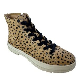Dolce Vita Falcon Cheetah Suede High Top Sneakers Shoes LaceUp And Zip